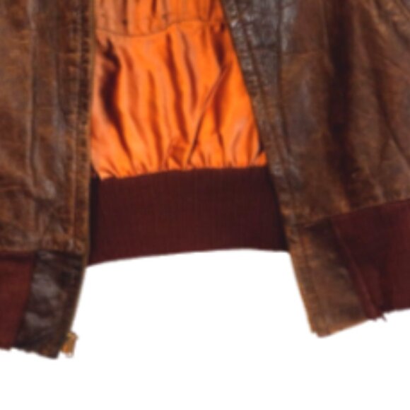 Men’s Distressed Brown Leather Vest XL Full Zip Lined Pockets Vintage w/ Patches - Picture 5 of 11